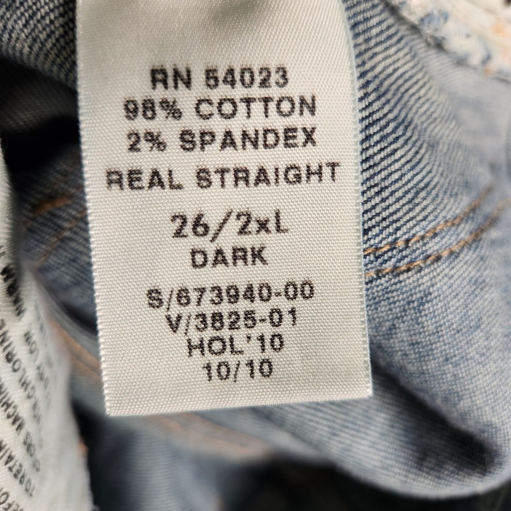 Gap Real Straight Jeans Womens 26/2XL Dark Wash NEW 1969 Extra Long Denim - Picture 10 of 13